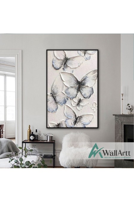 Abstract Blue Butterfly 3d Heavy Textured Partial Oil Painting